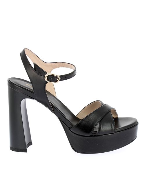 sandalo con tacco da donna in pelle nera NERO GIARDINI | E410211D100